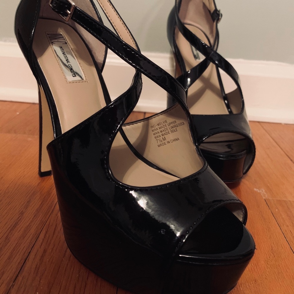 INC Patent Leather T-Strap Heel